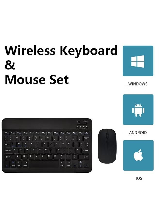 Rechargeable Bluetooth Keyboard and Mouse Combo Ultra-Slim Portable Compact Wireless Mouse Keyboard Set for Android Windows Tablet Cell Phone iPhone iPad Pro Air Mini, iPad OS/iOS 13 and above (Black - Image 2