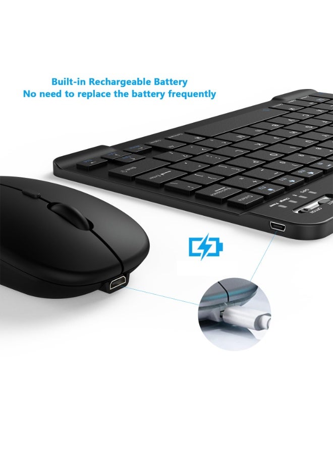Rechargeable Bluetooth Keyboard and Mouse Combo Ultra-Slim Portable Compact Wireless Mouse Keyboard Set for Android Windows Tablet Cell Phone iPhone iPad Pro Air Mini, iPad OS/iOS 13 and above (Black - Image 4