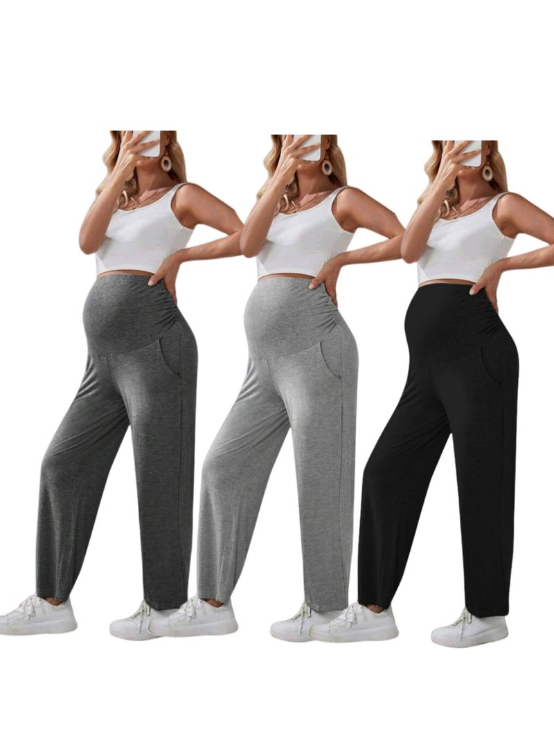 New Women's Straight Leg Maternity Pants Plus Size*3 Pcs  - Image 1