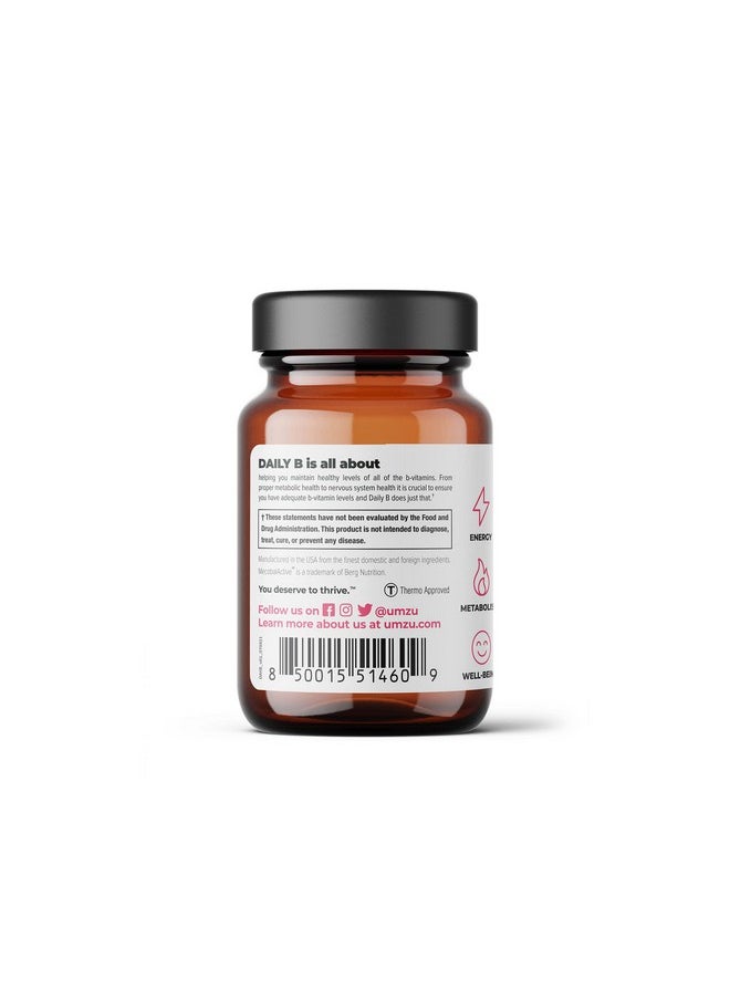 UMZU - Daily B Complete B Vitamin Complex To Support Energy Cognition Focus And Well Being B1 B2 B3 B5 B6 B7 B9 B12 (30 Day Supply 30 Capsules) - Image 1