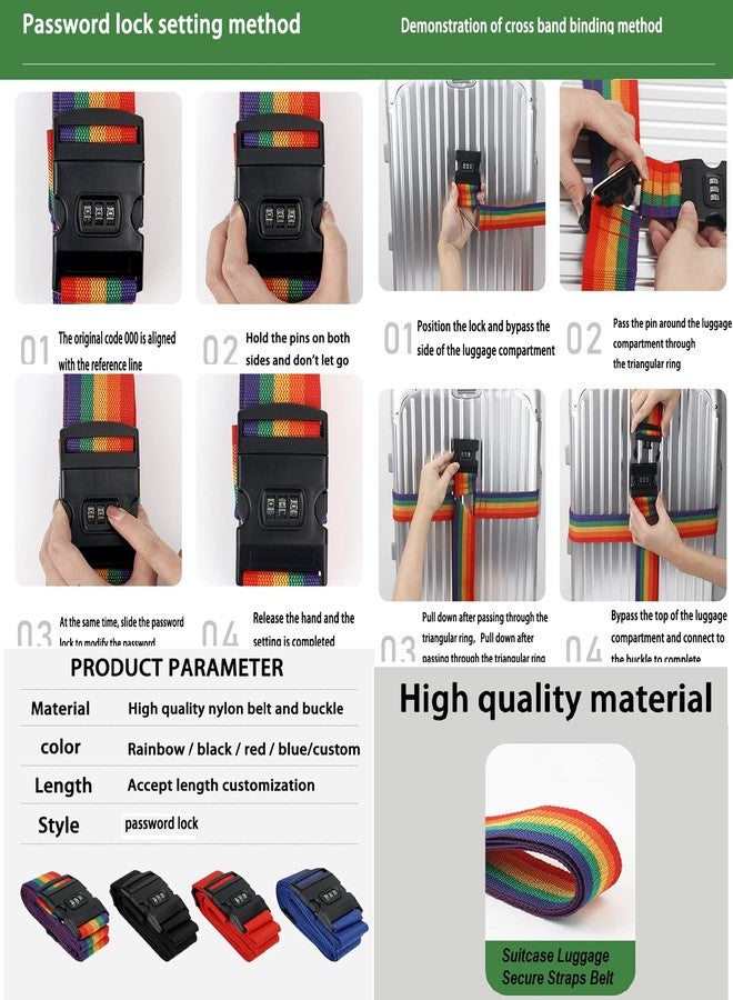 Dayalu Luggage Strap Belt with TSA Number Lock for Suitcases, Trolleys and All Kind of Luggage - Nylon (Multicolor) (2) - Image 3