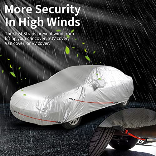 Hlogree 2PCS Car Cover Gust Straps Wind Protector,Bungee Cords Hook Clips Kit Hold Tarp Tie Down from Blowing Off in High Winds-Universal Fit for Most Cars,Sedans,SUVs,Trucks,Vans and More-Red - Image 4