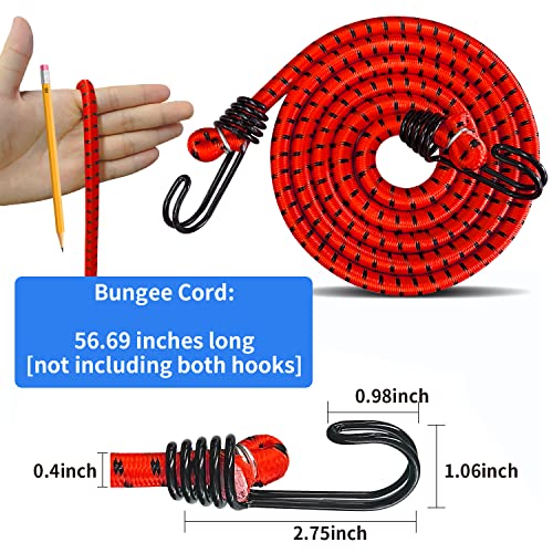 Hlogree 2PCS Car Cover Gust Straps Wind Protector,Bungee Cords Hook Clips Kit Hold Tarp Tie Down from Blowing Off in High Winds-Universal Fit for Most Cars,Sedans,SUVs,Trucks,Vans and More-Red - Image 2