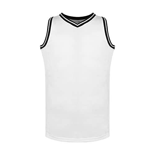 MESOSPERO Blank Basketball Jersey 90S Hip Hop Clothing for Party,Mens Plain Mesh Athletic Practice Sports Shirts S-3XL (Medium,Blank-White) - Image 2