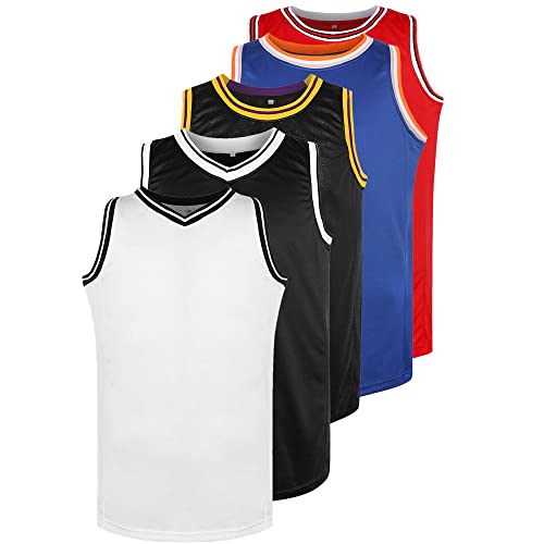 MESOSPERO Blank Basketball Jersey 90S Hip Hop Clothing for Party,Mens Plain Mesh Athletic Practice Sports Shirts S-3XL (Medium,Blank-White) - Image 1