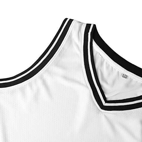 MESOSPERO Blank Basketball Jersey 90S Hip Hop Clothing for Party,Mens Plain Mesh Athletic Practice Sports Shirts S-3XL (Medium,Blank-White) - Image 4