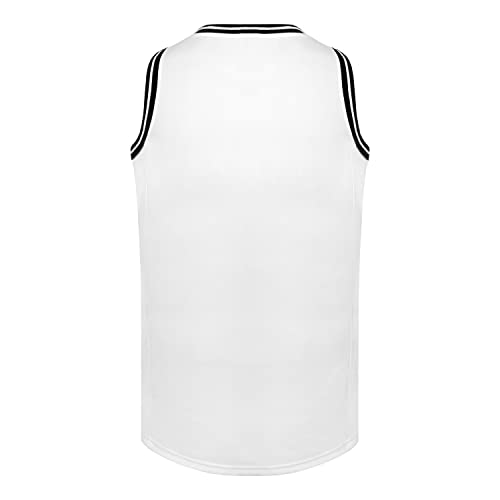 MESOSPERO Blank Basketball Jersey 90S Hip Hop Clothing for Party,Mens Plain Mesh Athletic Practice Sports Shirts S-3XL (Medium,Blank-White) - Image 3