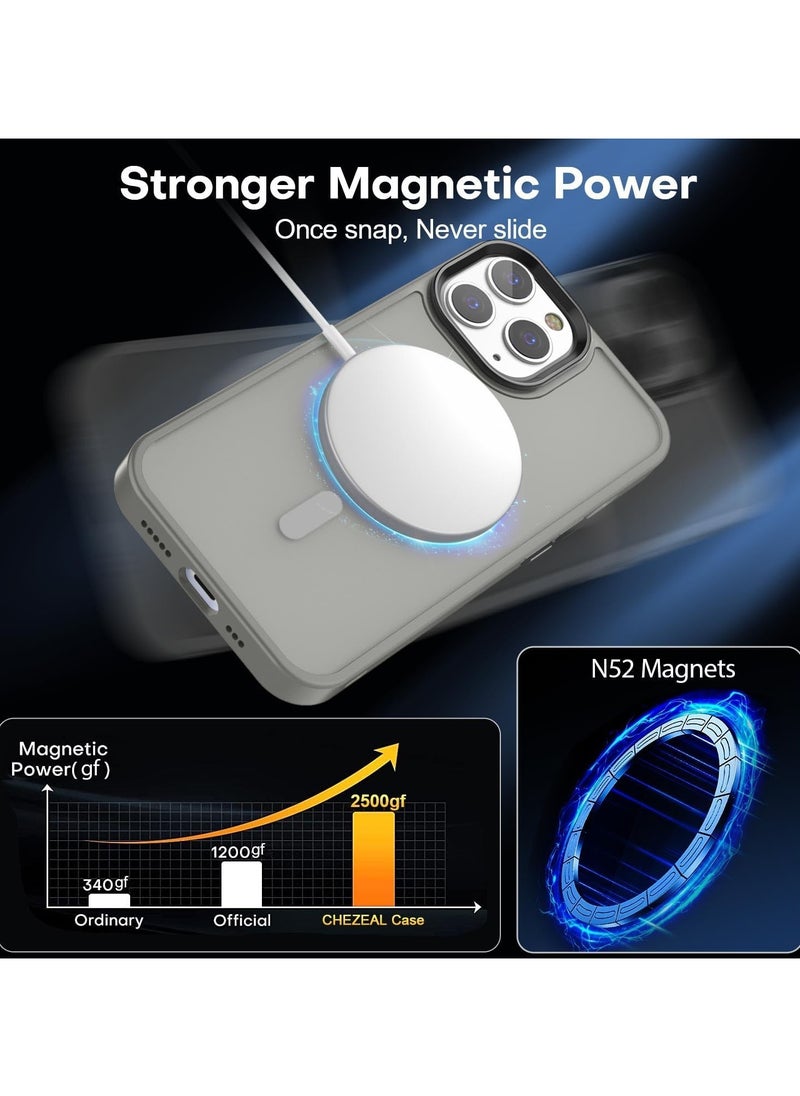 Magnetic Case For iPhone 14 Pro max Case Compatible with MagSafe Military Grade Protection Shockproof Translucent Matte Case Anti Scratch Shockproof Phone Case (Titanium)