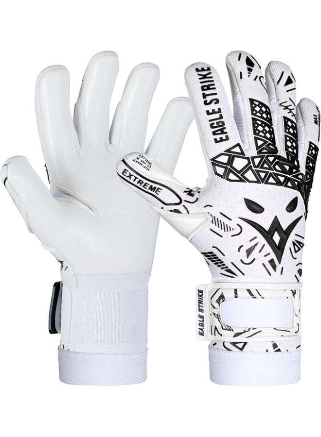 EAGLE STRIKE Soccer Goalie Gloves - Sizes 6 to 10, 4mm German Contact Grip Sticky Latex & Built-in Pro-Level Gloves Wrist Support - Image 1