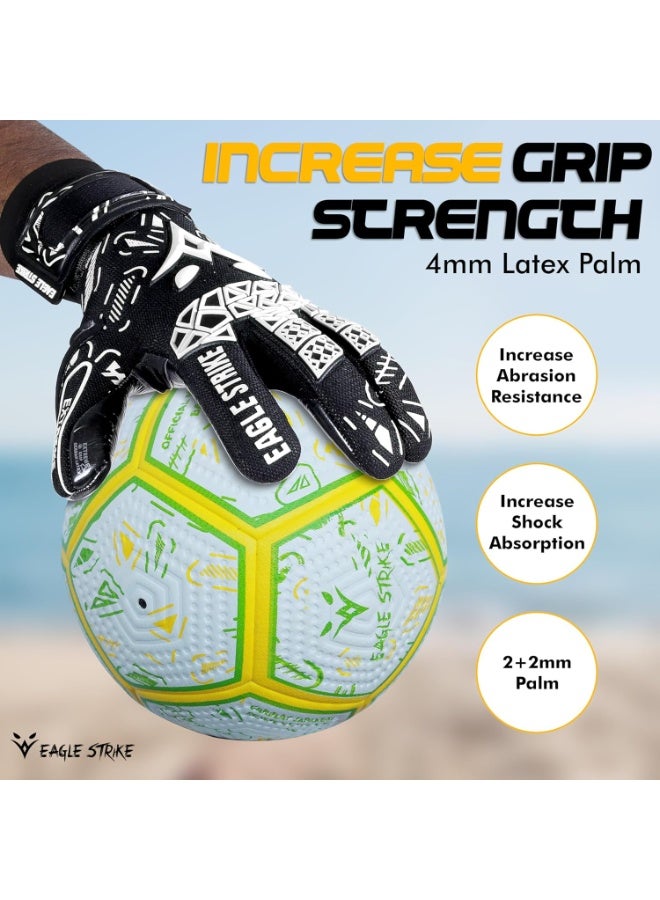 EAGLE STRIKE Soccer Goalie Gloves - Sizes 6 to 10, 4mm German Contact Grip Sticky Latex & Built-in Pro-Level Gloves Wrist Support - Image 5