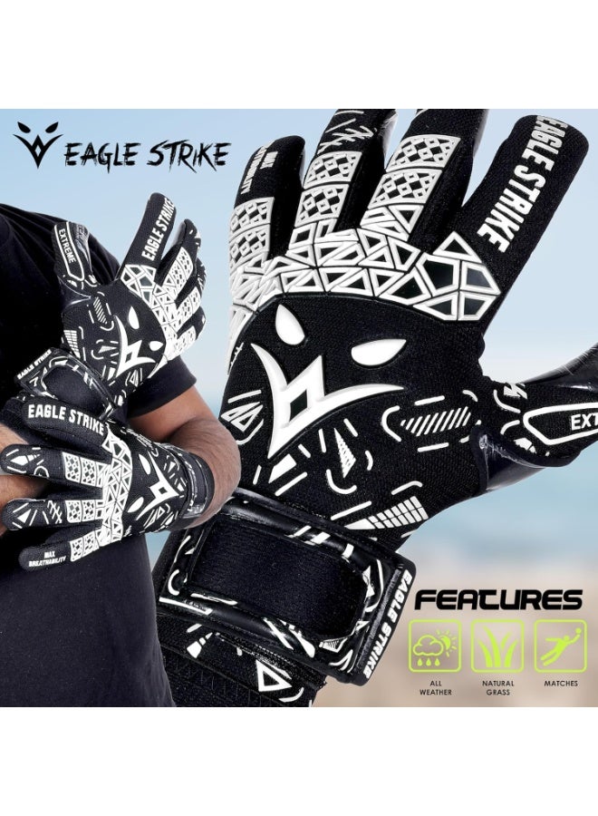 EAGLE STRIKE Soccer Goalie Gloves - Sizes 6 to 10, 4mm German Contact Grip Sticky Latex & Built-in Pro-Level Gloves Wrist Support - Image 3