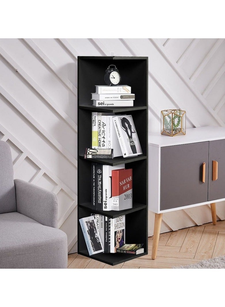 home gallery Corner Square Bookcase Storage Book Shelf Unit Bookshelf Display - BLACK / 119cm - Image 1