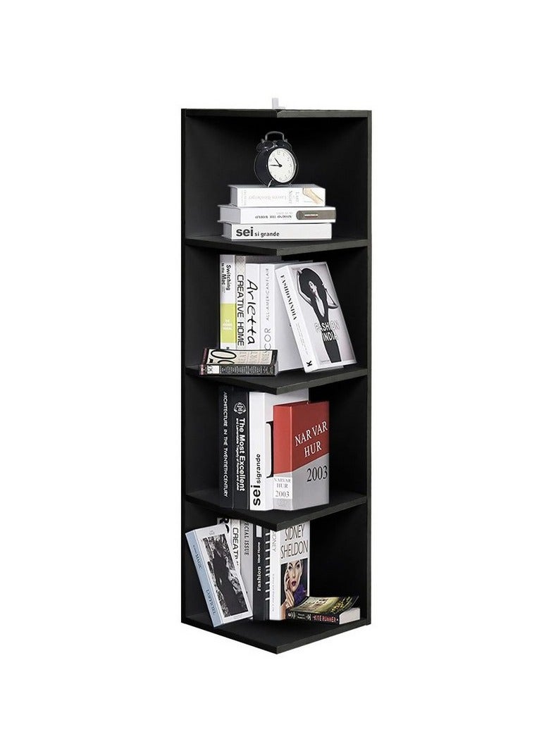 home gallery Corner Square Bookcase Storage Book Shelf Unit Bookshelf Display - BLACK / 119cm - Image 2