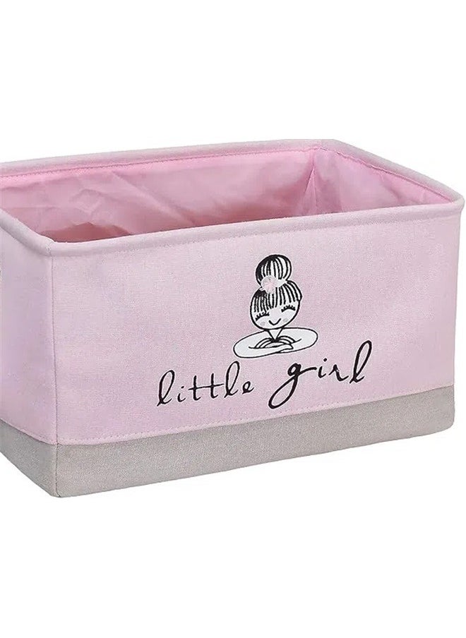 yongsheng Printed Storage Basket grey/Pink 40x28x24cm，Rectangular Laundry Basket Nursery Storage Fabric Storage Bin Storage Hamper,Gift Baskets (Pink Girl)  - Image 1