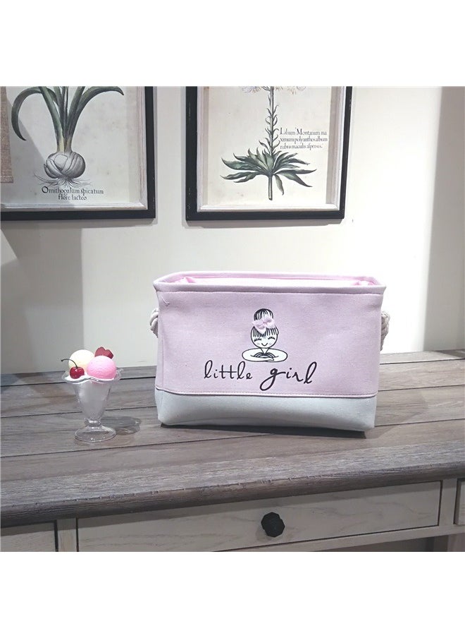 yongsheng Printed Storage Basket grey/Pink 40x28x24cm，Rectangular Laundry Basket Nursery Storage Fabric Storage Bin Storage Hamper,Gift Baskets (Pink Girl)  - Image 2