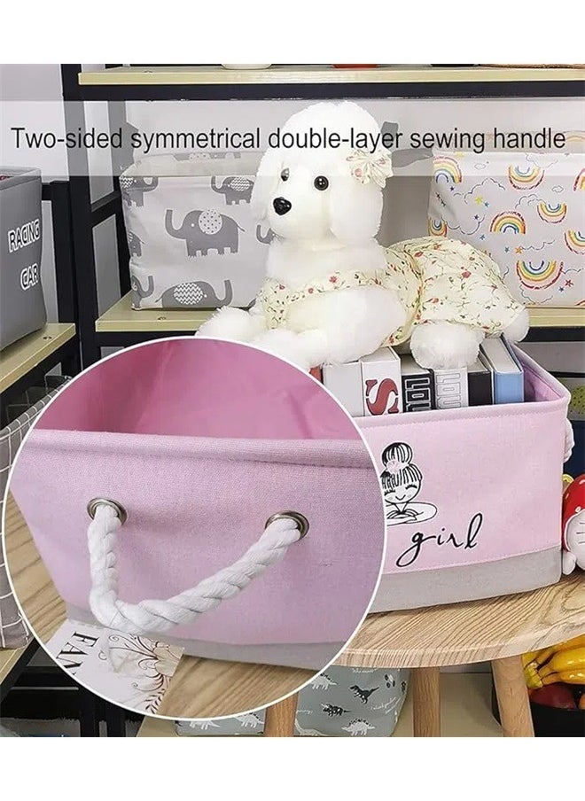 yongsheng Printed Storage Basket grey/Pink 40x28x24cm，Rectangular Laundry Basket Nursery Storage Fabric Storage Bin Storage Hamper,Gift Baskets (Pink Girl)  - Image 5