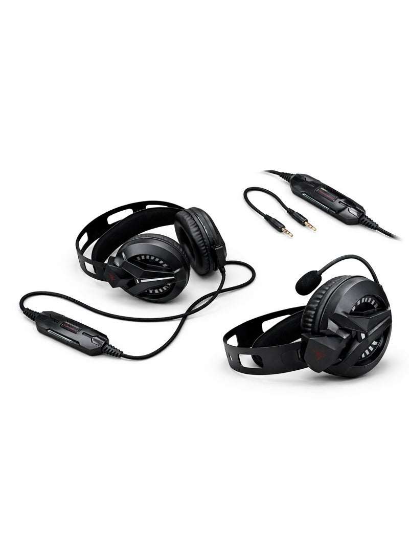 COMBATWING M180 PRO Professional Gaming Headset - 50mm Directional Drivers, Noise-Cancelling Mic, LED RGB Light, 3.5mm Audio + USB - Multi-Platform Compatibility - Image 3
