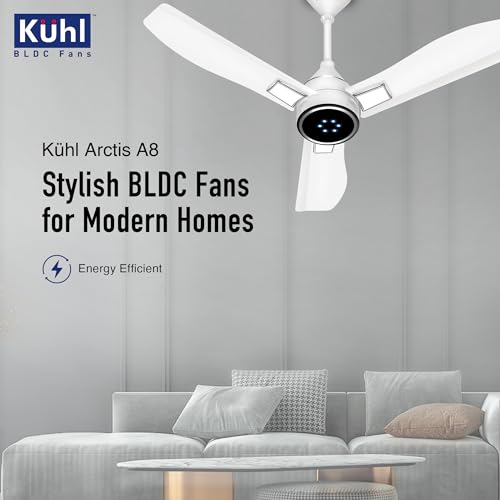 KUHL Arctis A8 900 mm BLDC 65% Power Saving BLDC Ceiling Fan With Remote | BEE 5 Star Rated & ISI Marked | High Air Flow & LED Indicators | 5 Year Warranty on Motor | White - Image 2