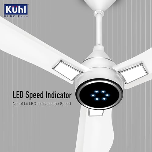 KUHL Arctis A8 900 mm BLDC 65% Power Saving BLDC Ceiling Fan With Remote | BEE 5 Star Rated & ISI Marked | High Air Flow & LED Indicators | 5 Year Warranty on Motor | White - Image 5
