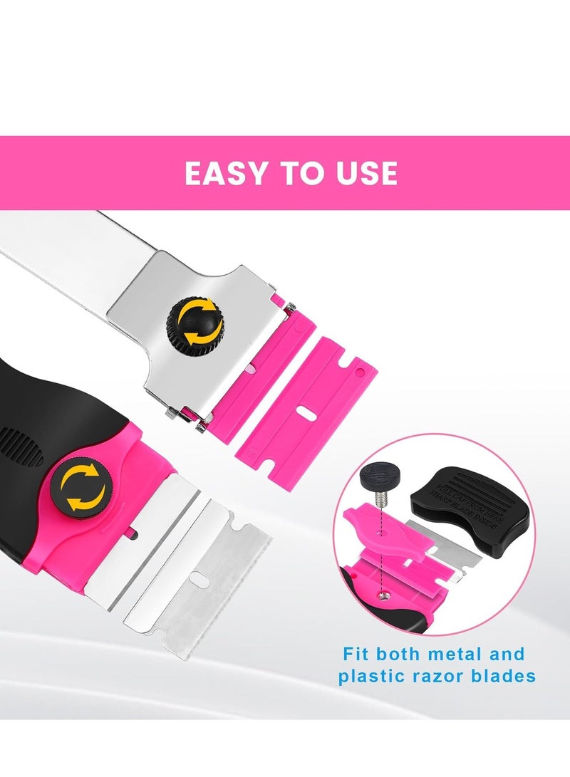 SYOSI 3 Pack Razor Blade Scraper, Premium Razor Scraper Tool with Extra 15 Plastic Razor Blades & 15 Metal Blades, Multi-Purpose Cleaning Razor Scraper for Decals, Labels, Caulk, Adhesive, Paint Removal - Image 4