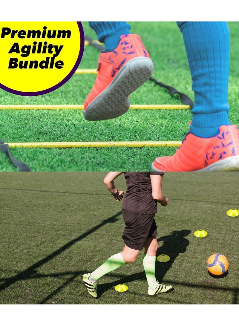 YIM-VIBEHAUS Agility Ladder Training Set, Speed Training Exercise Set, Agility Ladder Speed Training Equipment Include 12 Rungs, 12 Soccer Cones, 4 metal stakes, 1 Carry Bags, 1 Resistance Parachute - Image 4
