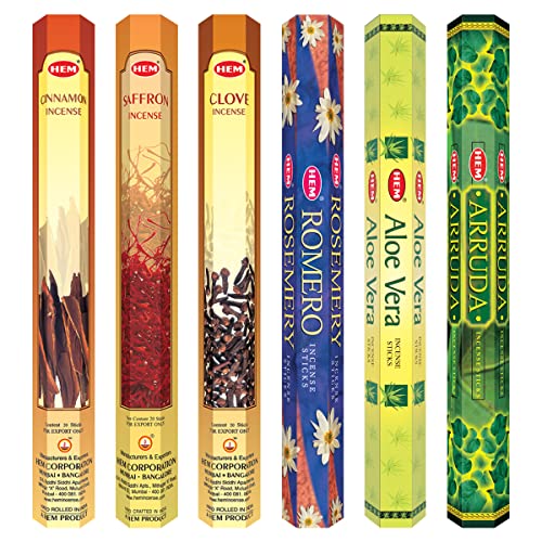Hem Herb & Spice Collection Incense Sticks | Aloe Vera, Saffron, Rosemary, Cinnamon, Arruda & Clove Fragrances | Ideal for Puja, Meditation & Gifting | Burns 35-40 Min | Combo Pack of 120 Agarbatti - Image 1