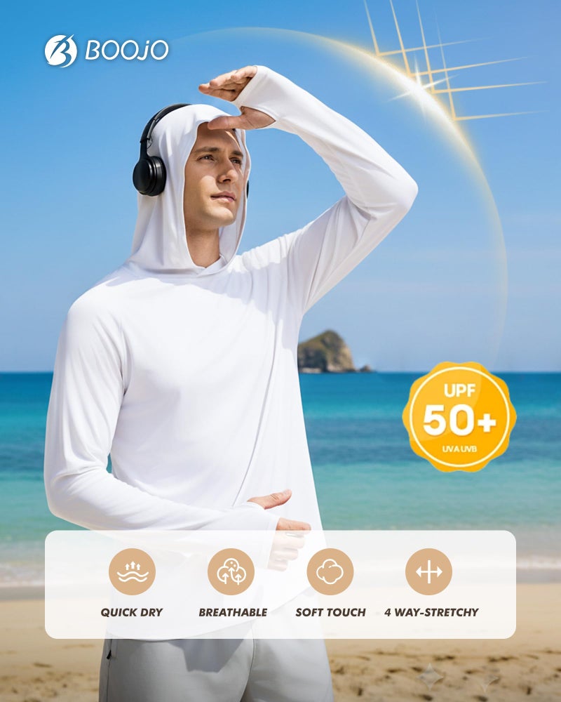 BOOJO UPF 50+ Fishing Shirts for Men - Long Sleeve UV Sun Protection Hoodie Lightweight Rash Guard for Hiking Running Athletic - Image 3