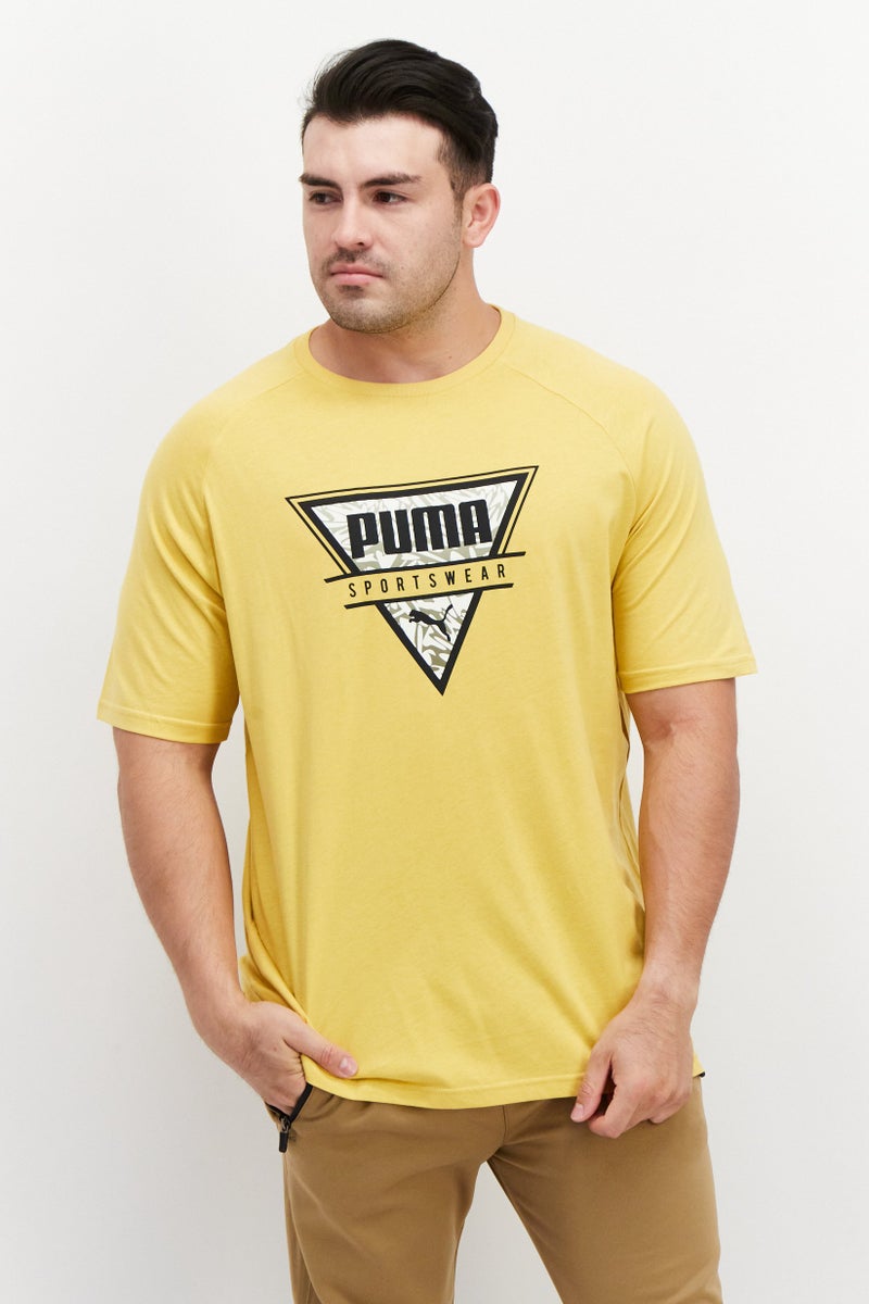 PUMA تي شيرتات تدريبية للرجال من ماركة لوجو الرياضية، أصفر - Image 1