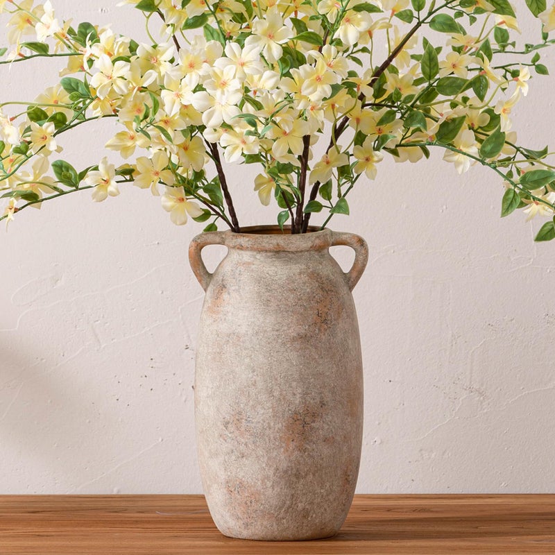 Dobbyby Ceramic Flower Vase 12 inch Farmhouse Rustic Vase Decorative Pottery Terracotta Tall Vases for Home Decor Table Mantle Fireplace Living Room Bathroom Wedding Centerpiece (Large-Terracota) - Image 1