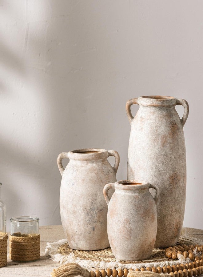 Dobbyby Ceramic Flower Vase 12 inch Farmhouse Rustic Vase Decorative Pottery Terracotta Tall Vases for Home Decor Table Mantle Fireplace Living Room Bathroom Wedding Centerpiece (Large-Terracota) - Image 4