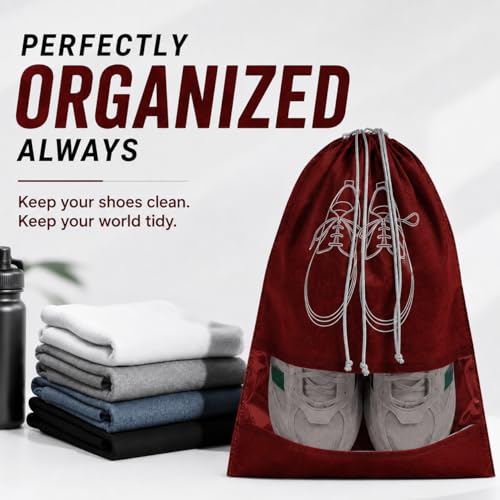 FabPax Shoe Bags for Travel Set of 03 – Waterproof Shoe Covers with Transparent Window | Travel Shoe Organizer for Men & Women | Dust Proof Shoe Storage Pouches for Suitcase, Gym & Closet (Maroon) - Image 2
