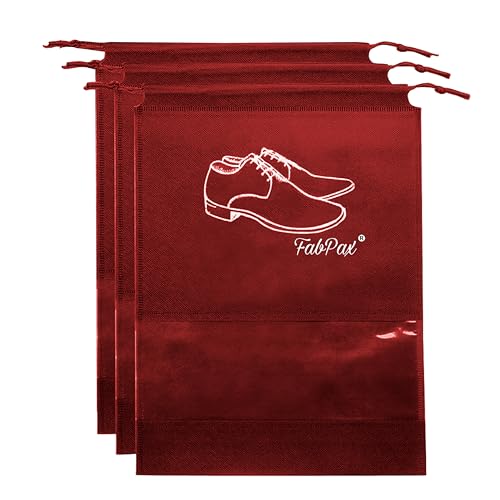 FabPax Shoe Bags for Travel Set of 03 – Waterproof Shoe Covers with Transparent Window | Travel Shoe Organizer for Men & Women | Dust Proof Shoe Storage Pouches for Suitcase, Gym & Closet (Maroon) - Image 1