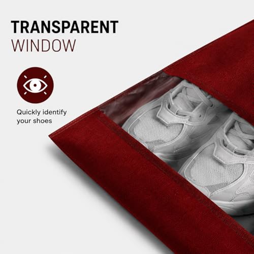FabPax Shoe Bags for Travel Set of 03 – Waterproof Shoe Covers with Transparent Window | Travel Shoe Organizer for Men & Women | Dust Proof Shoe Storage Pouches for Suitcase, Gym & Closet (Maroon) - Image 4