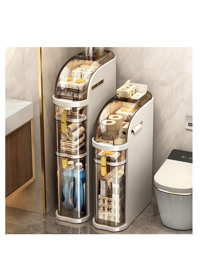 BAIG Kitchen Plastic Storage Rack 18cm Narrow Cabinet Storage Shelf Drawers Closet Bathroom Organizer with Transparent cover - Image 1