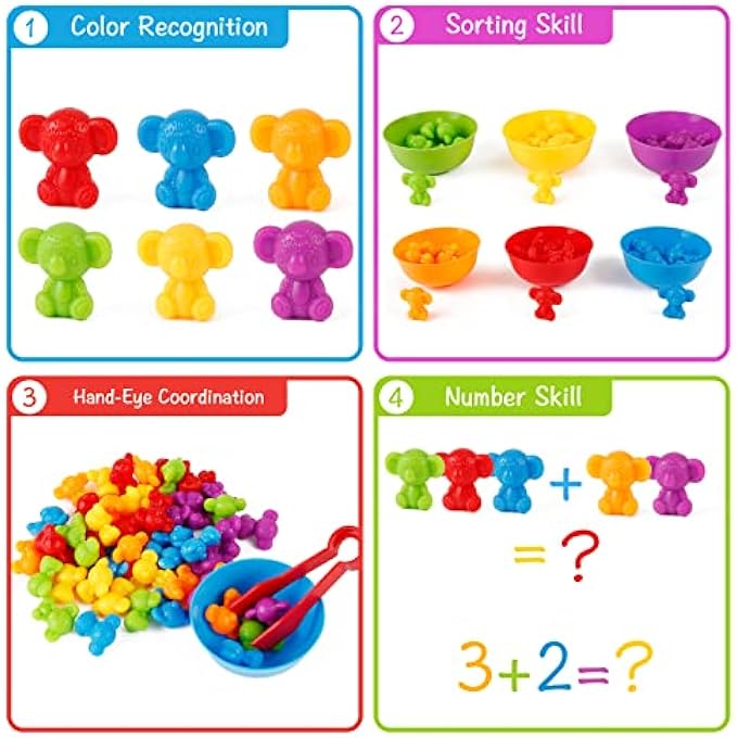 MONTESSORI TOY 3 YEARS, MONTESSORI EDUCATIONAL TOY, COLOR MATCHING GAME, STACKING TOYS MATH SKILLS & SORTING, EDUCATIONAL TOYS 3 4 5 6 YEARS OLD (KOALA) - Image 3