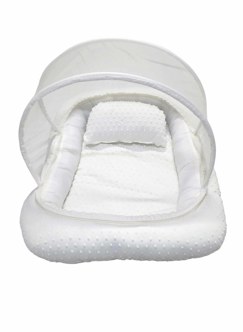 BABYCARA Baby Net Bed with Thick Mattress Mosquito Net with Zip Closure & Neck Pillow for New Born 0-4 Months Babies  - Image 3