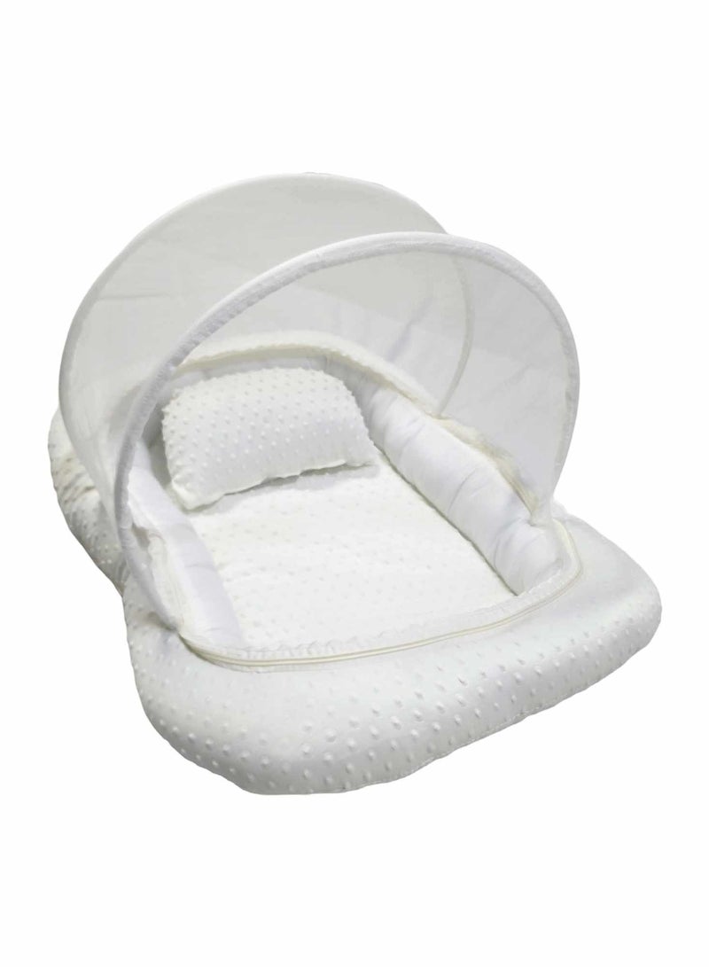 BABYCARA Baby Net Bed with Thick Mattress Mosquito Net with Zip Closure & Neck Pillow for New Born 0-4 Months Babies  - Image 2