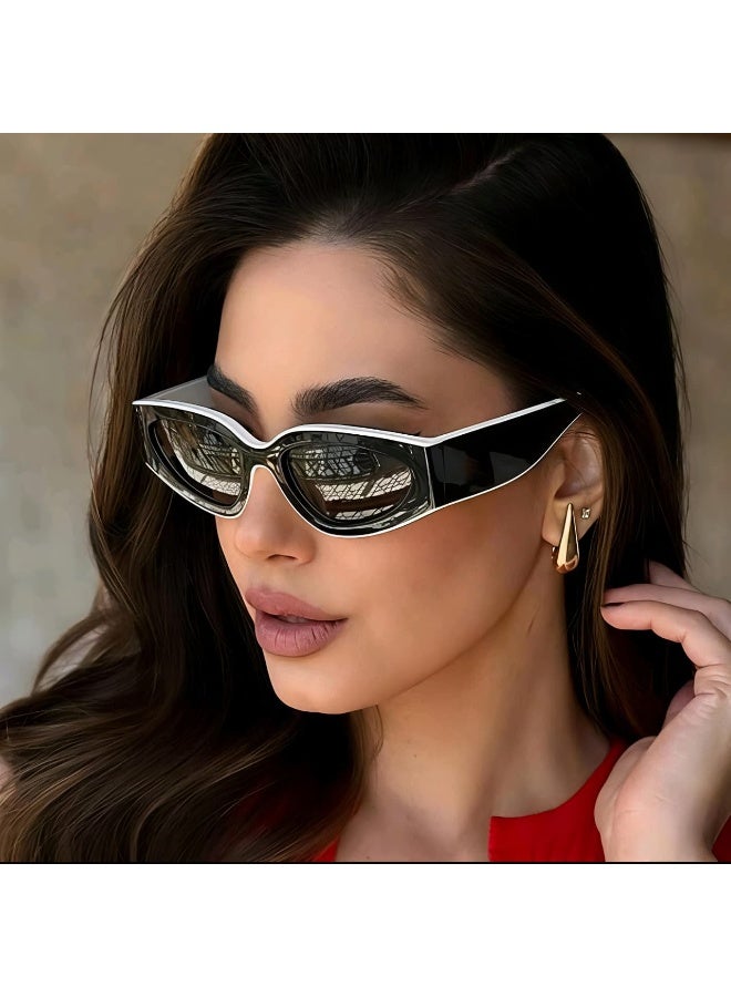 شي إن نظارات شمسية عصرية جديدة بتصميم عين القطة الكلاسيكي ثنائي اللون - Image 4