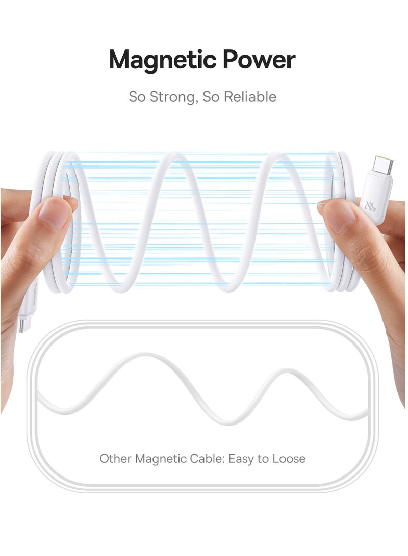 بيسوس كابل شاحن مغناطيسي USB-C، بطول 3.3 قدم، كابل شحن سريع من نوع C متوافق مع سلسلة iPhone 16/15، MacBook Pro/Air، Samsung S24/23 Ultra، Google Pixel، OnePlus، OPPO، Xiaomi، أجهزة الكمبيوتر المحمولة، iPad Air/Pro، Microsoft Surface، Air Pods Pro والمزيد- - Image 3