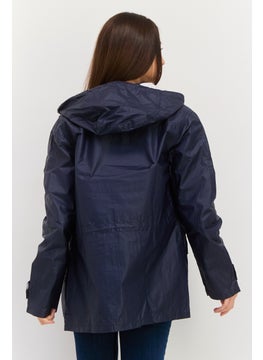 Pepe Jeans Women Plain Hooded Jacket, Navy  - Image 4