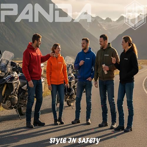 PANDA CYCLE GEAR Motorcycle Hoodie for Men & Women ATV Enduro Armored All Season's Biker Riding Sweatshirt Dual Sports Jacket (US, Alpha, Large, Regular, Regular, BLACK) - Image 2