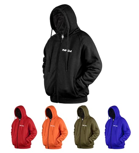 PANDA CYCLE GEAR Motorcycle Hoodie for Men & Women ATV Enduro Armored All Season's Biker Riding Sweatshirt Dual Sports Jacket (US, Alpha, Large, Regular, Regular, BLACK) - Image 1