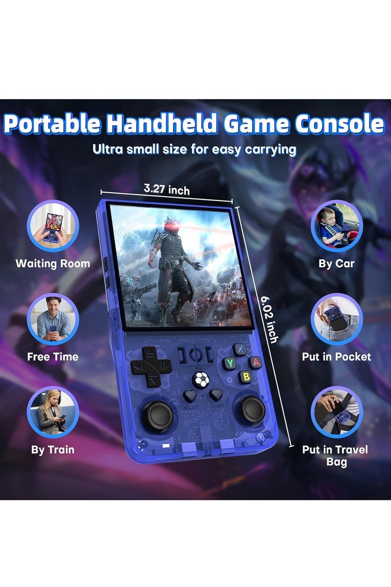 JAJEEK R36 Max Game Console 4 Inch Full IPS Screen Portable Retro Handheld Game Console Built-in 18000+ Games With Open Source Linux System & 64GB Memory Card Video Games Console Support 30+ Simulator Platform 4000mAh Battery Toys And Games For Kids And Adults Transparent Purple - Image 4