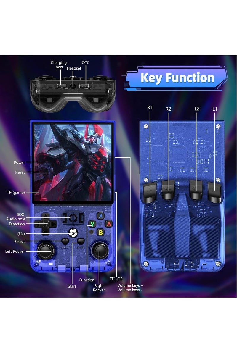 JAJEEK R36 Max Game Console 4 Inch Full IPS Screen Portable Retro Handheld Game Console Built-in 18000+ Games With Open Source Linux System & 64GB Memory Card Video Games Console Support 30+ Simulator Platform 4000mAh Battery Toys And Games For Kids And Adults Transparent Purple - Image 3