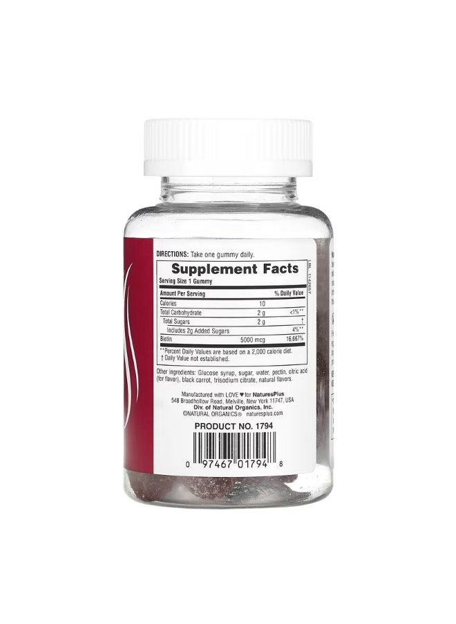 NaturesPlus Biotin Gummies Raspberry 5000 mcg 60 Gummies  - Image 2