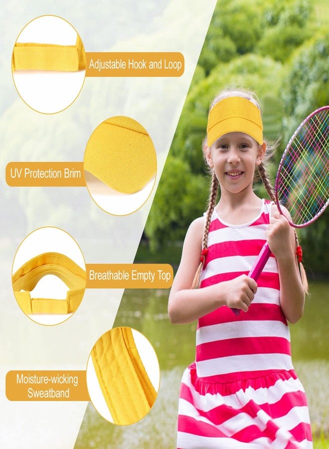 Outink 10 Pcs Kids Sun Visor Hats Boys Girls Athletic Sports Visor Adjustable UV Protection Beach Visor Fit 6 to12 Years Old (10Pack-White) - Image 3