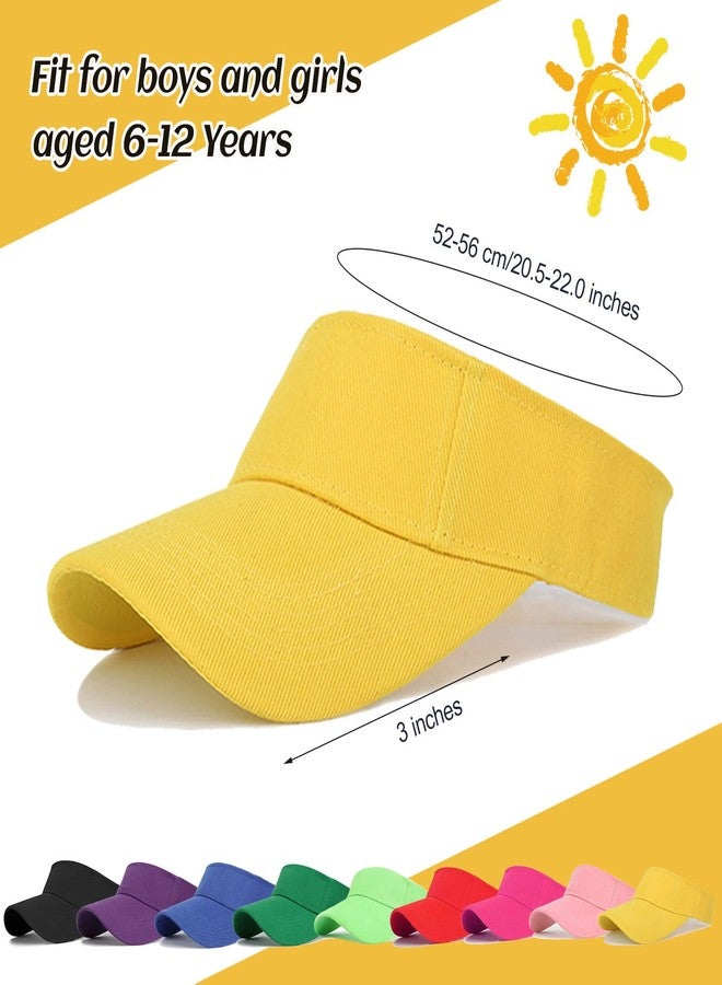 Outink 10 Pcs Kids Sun Visor Hats Boys Girls Athletic Sports Visor Adjustable UV Protection Beach Visor Fit 6 to12 Years Old (10Pack-White) - Image 2
