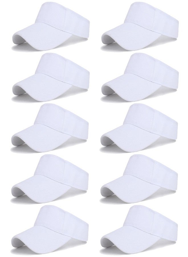 Outink 10 Pcs Kids Sun Visor Hats Boys Girls Athletic Sports Visor Adjustable UV Protection Beach Visor Fit 6 to12 Years Old (10Pack-White) - Image 1