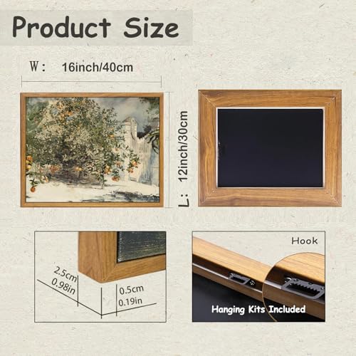 KBKBART لوحات فنية مؤطرة للمطبخ العتيق - طباعة شجرة البرتقال بالألوان المائية، لوحة زيتية، لافتة مطبخ ريفية، فن قماش لجدار غرفة الطعام، غرفة النوم، غرفة المعيشة، المزرعة، المعرض، صور عتيقة لتزيين الجدران (12"x16") - Image 2