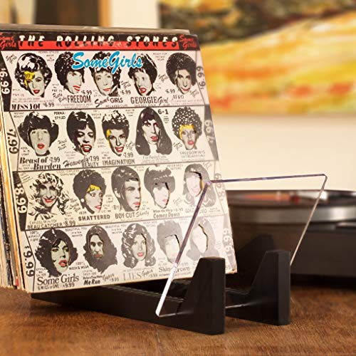 KAIU Vinyl Record Storage - Solid Wood with Crystal Clear Acrylic Holder - Premium Design, Perfect 12" LPs or 7" Singles Display Unit - Stores and Supports up to 50 Albums (Modern Black) - Image 2
